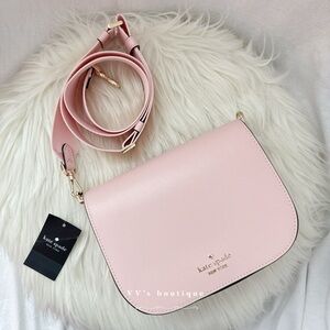 NWT Kate Spade Madison Saffiano Leather Saddle Crossbody Bag Conch Pink KC438